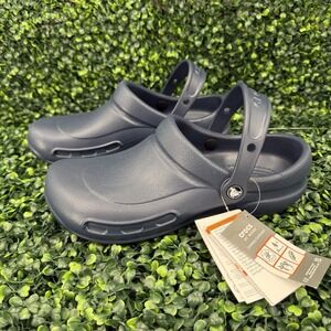 Crocs Adult Bistro Clogs Slip Resistant Navy Blue Work Shoes MEN 11 WOMEN 12